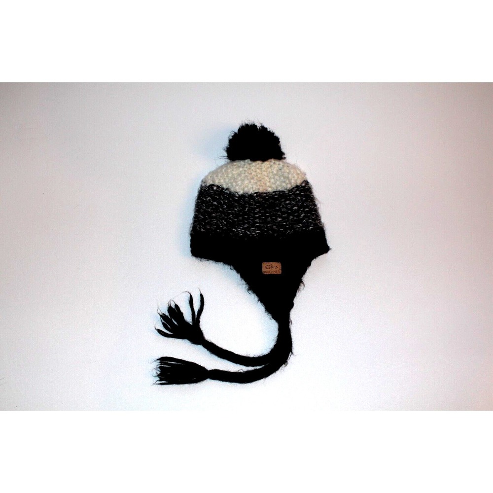 SCREAMER‎ WINTER EAR FLAP KNIT BEANIE HAT TASSELS FLEECE LINED